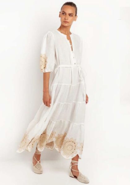 Kori | Belted Maxi Lace Detail Dress 