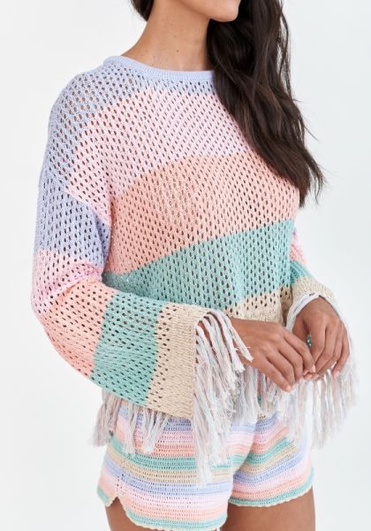 Rainbow Crochet Shorts Pastel