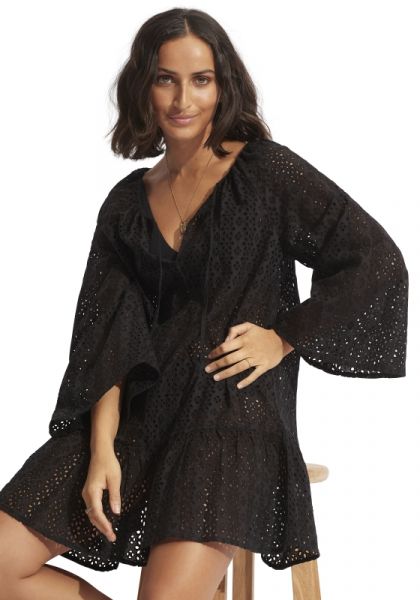 Broderie Anglaise Cover Up Black