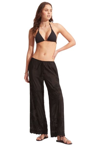 Seafolly | Casablanca Embroidered Pant Black 