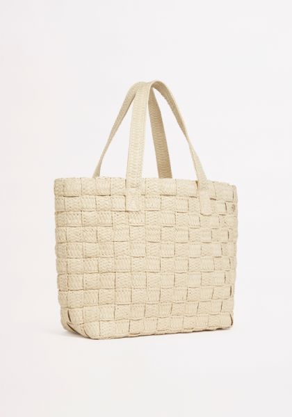 Criss Cross Woven Tote Natural