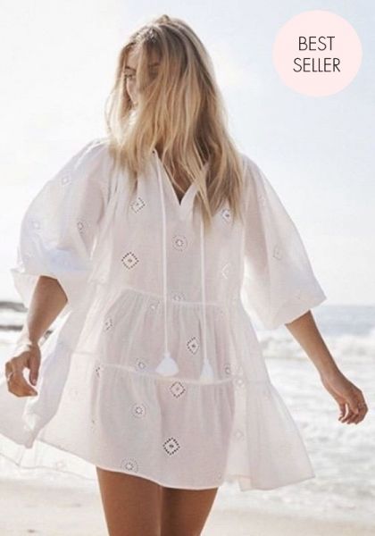 Seafolly embroidered Tiered Dress White