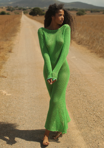 Crochet U back Dress Green, Pitusa 