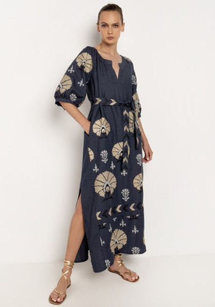 Maxi Kaftan with Peacock Embroidery
