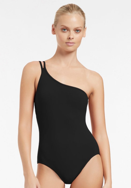 JETS jetset double strap one shoulder swimsuit black