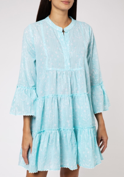 Juliet Dunn Flare Sleeve Dress Pale Turquoise