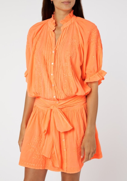 Juliet Dunn Neon Orange Blouson Dress