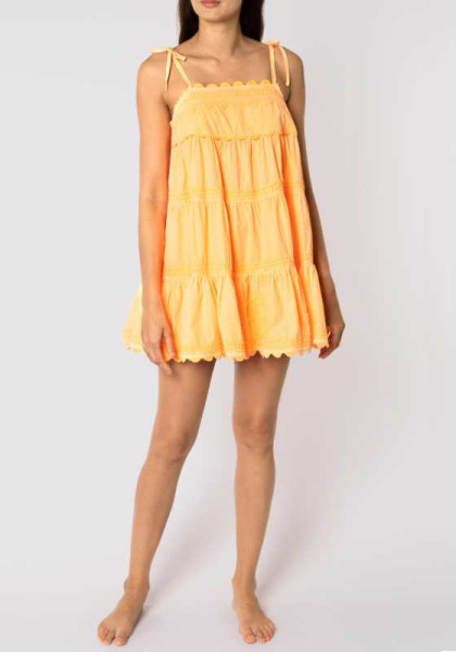 Juliet Dunn, Neon Trapeze Dress Apricot