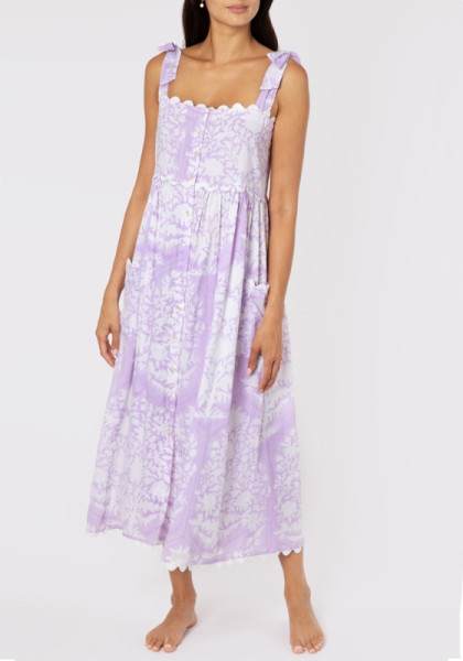Juliet Dunn Palladio Shoulder Tie Dress Lilac