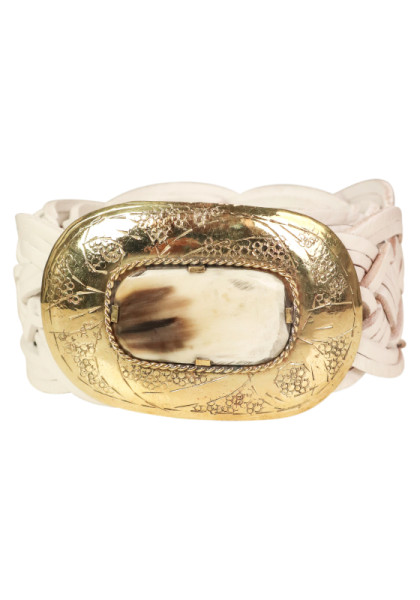 Miss June Braided Leather Belt White/Gold