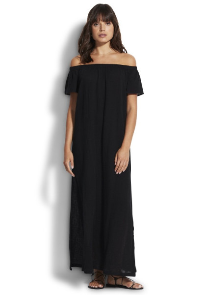 Seafolly | Double Cloth Strapless Dress Black | Beach Cafe UK