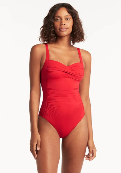 Sea Level Essentials Cross Front Swimsuit Red
