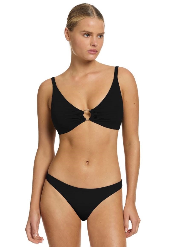 Jets Swimwear- C-D Triangle Bikini Black 
